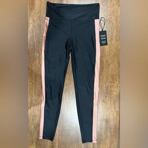Lanston Sport Black Leggings with peach accent